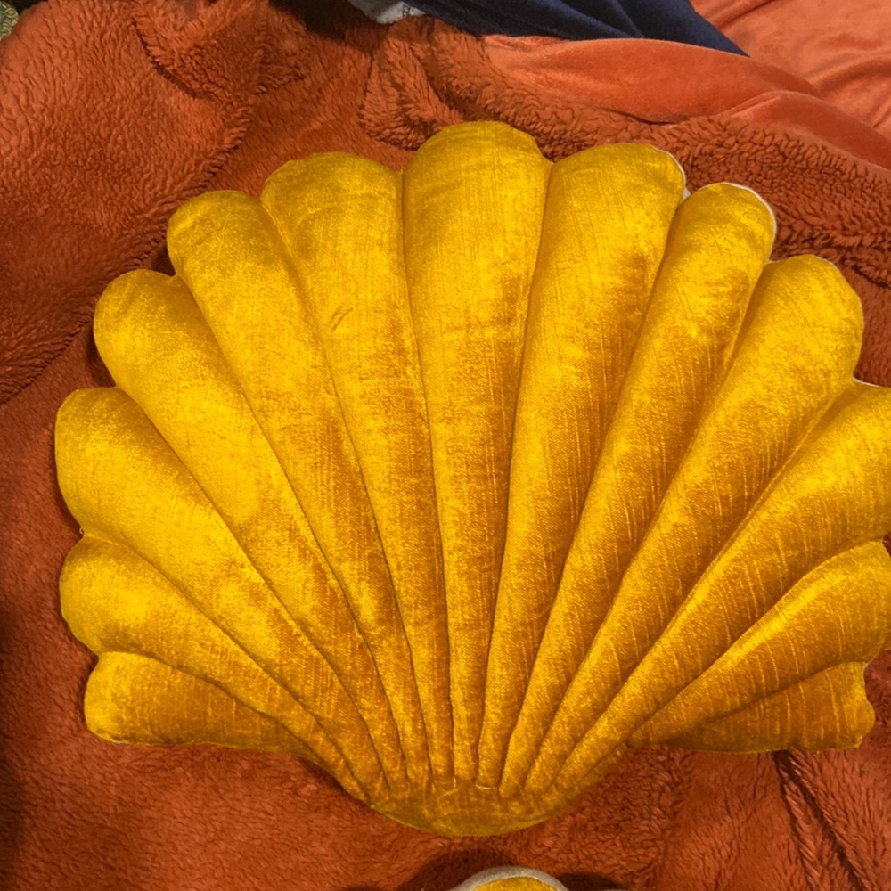 Large gold seashell pillow